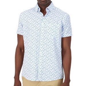Report Collection Performance Short Sport Shirt w/ Floral Print in Blue XL Nwt